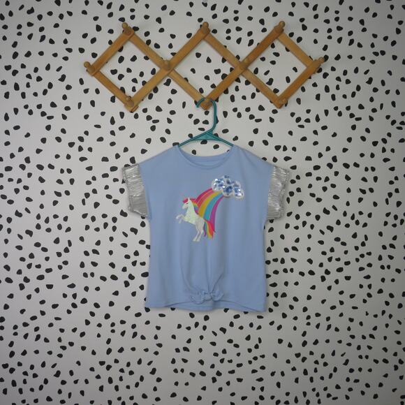 Garanimals Blue Unicorn Rainbow Sequin Girls Short Sleeve Graphic T-Shirt - Picture 1 of 5